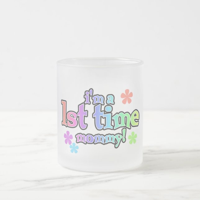Taza De Cristal Esmerilado 1.ᵉʳ Camisetas y obsequios mami-arcoiris (Centro)