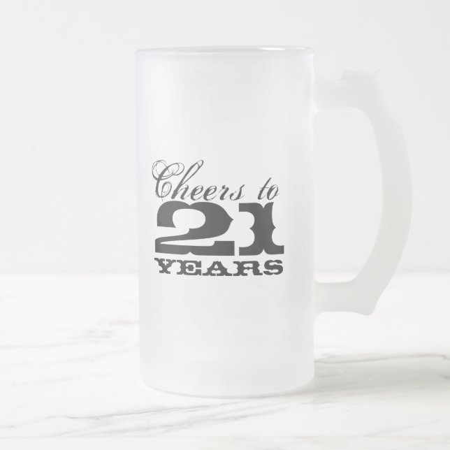 Taza De Cristal Esmerilado 21.ª berenjena de cumpleaños para hombres | Saludo (Derecha)