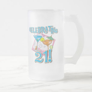 Taza De Cristal Esmerilado 21 de celebración tropicales