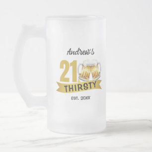 TAZA DE CRISTAL ESMERILADO 21 & SEDIENTO-CUMPLEAÑOS 21 