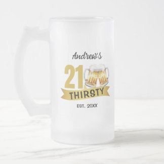 TAZA DE CRISTAL ESMERILADO 21 & SEDIENTO-CUMPLEAÑOS 21 