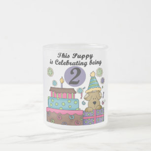 Taza De Cristal Esmerilado 2.ª Camiseta y Regalos de Cachorro de Cumpleaños