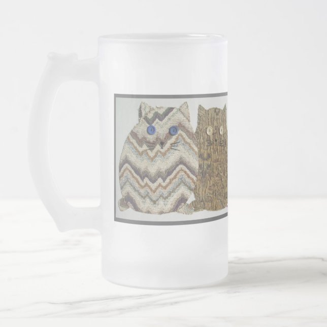 Taza De Cristal Esmerilado 2 Gatos Grasos #1 (Izquierda)