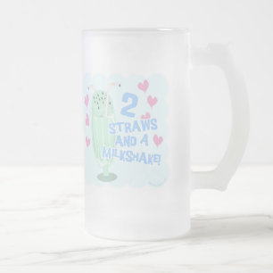 Taza De Cristal Esmerilado 2 paja y un Milkshake