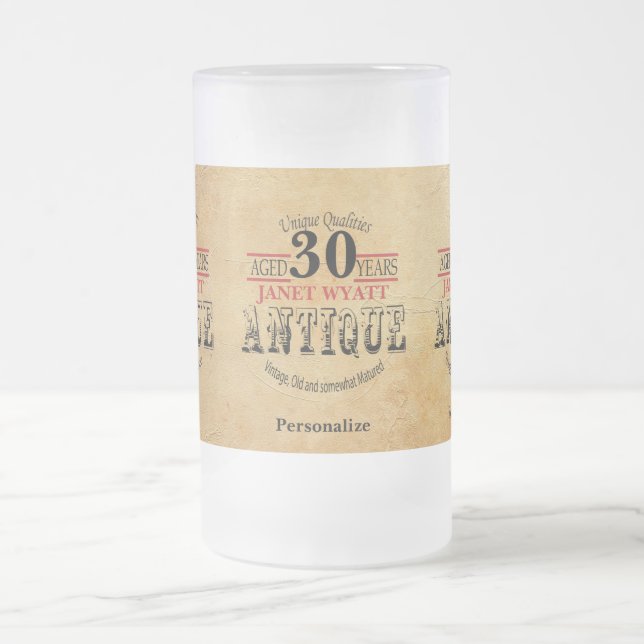 Taza De Cristal Esmerilado 30 Años | 30 cumpleaños (Centro)