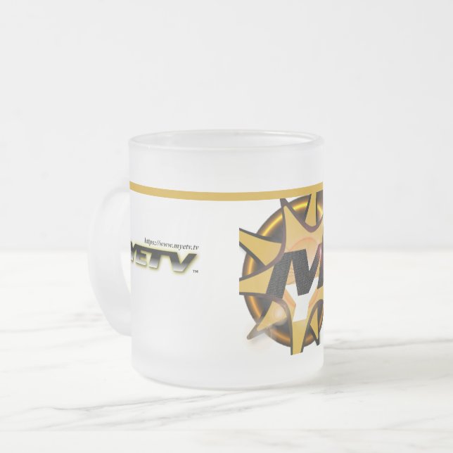 Taza De Cristal Esmerilado 380 gr. de vidrio de MYETV. (Anverso izquierdo)