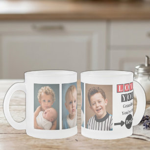 Taza De Cristal Esmerilado 3 foto te amo abuelo rojo