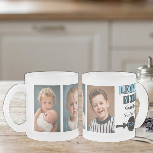 Taza De Cristal Esmerilado 3 fotos te quiero abuelo azul