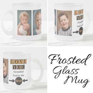 Taza De Cristal Esmerilado 3 fotos te quiero abuelo naranja