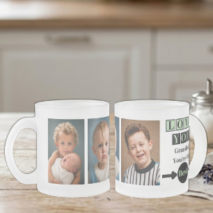Taza De Cristal Esmerilado 3 fotos te quiero abuelo verde