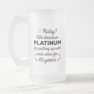 Taza De Cristal Esmerilado 40° Aniversario Boda I - Pareja divertida Ruby