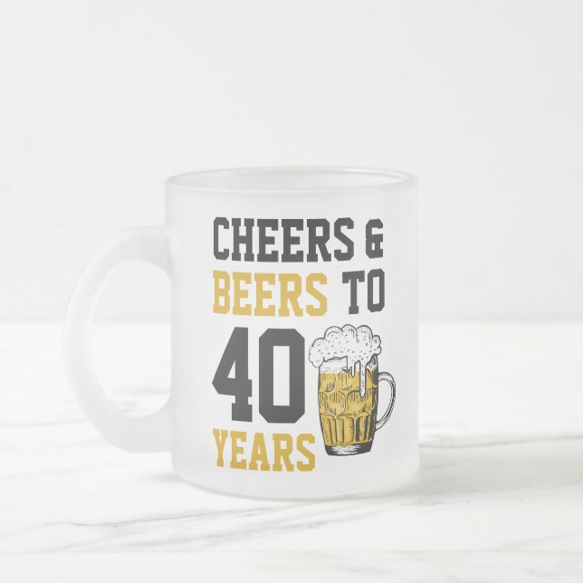 Taza De Cristal Esmerilado 40 años de vigilia y cerveza a 40 años (Izquierda)