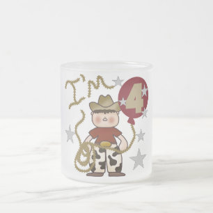 Taza De Cristal Esmerilado 4.ª Cowboy Camisetas y regalos de cumpleaños