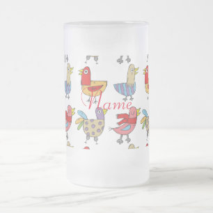 Taza De Cristal Esmerilado 4 Aves divertidas Thunder_Cove
