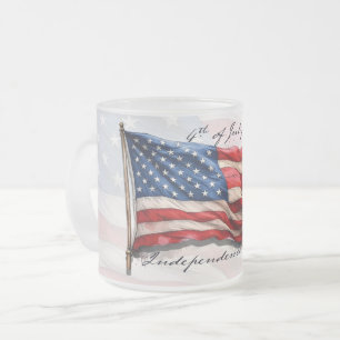 Taza De Cristal Esmerilado 4 de Julio – Celebra con la bandera de EE. UU.