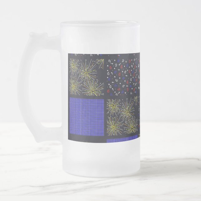 Taza De Cristal Esmerilado 4 de julio Patrón de parches - 4 de julio (Izquierda)