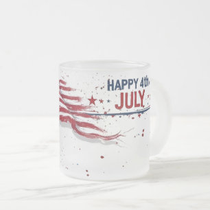 Taza De Cristal Esmerilado 4 de julio - Salpicadura de pintura artística de l