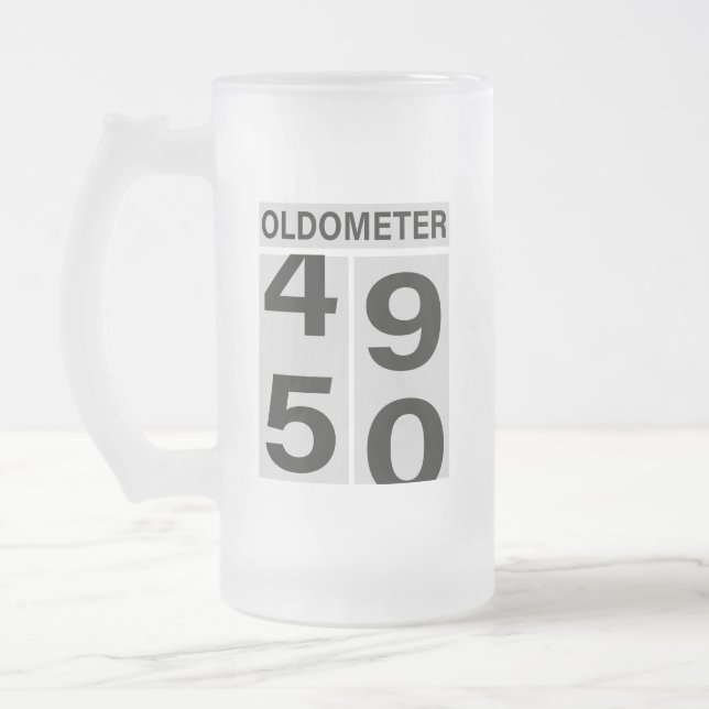 Taza De Cristal Esmerilado 50.º Oldometer Beer Mug (Izquierda)