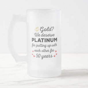 Taza De Cristal Esmerilado 50° Aniversario Boda I - Pareja divertida de oro
