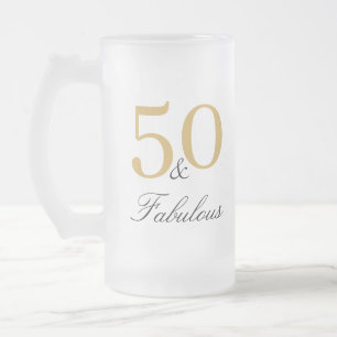 Taza De Cristal Esmerilado 50 y fabuloso cumpleaños Mug