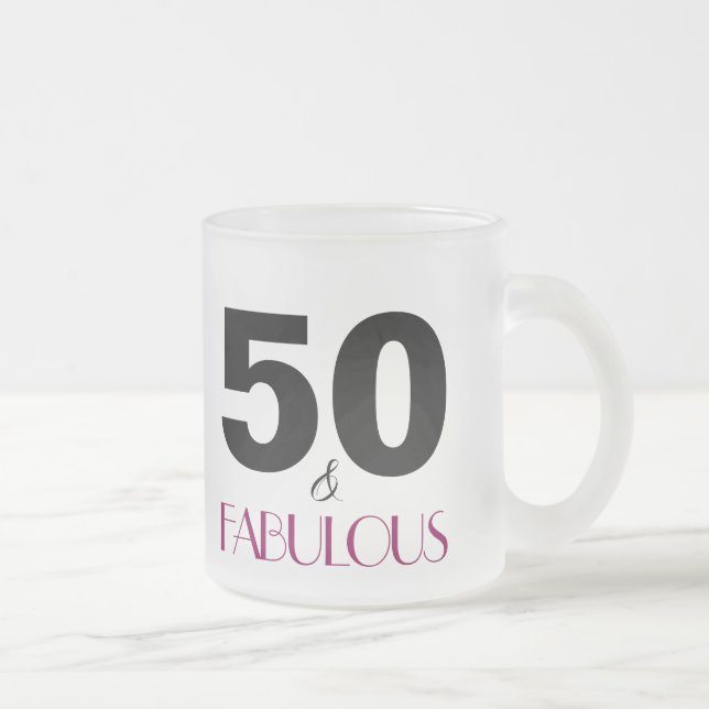 Taza De Cristal Esmerilado 50 y Fabuloso peluche de regalo de cumpleaños 50 d (Derecha)