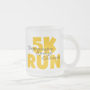 Taza De Cristal Esmerilado 5K Run Yellow
