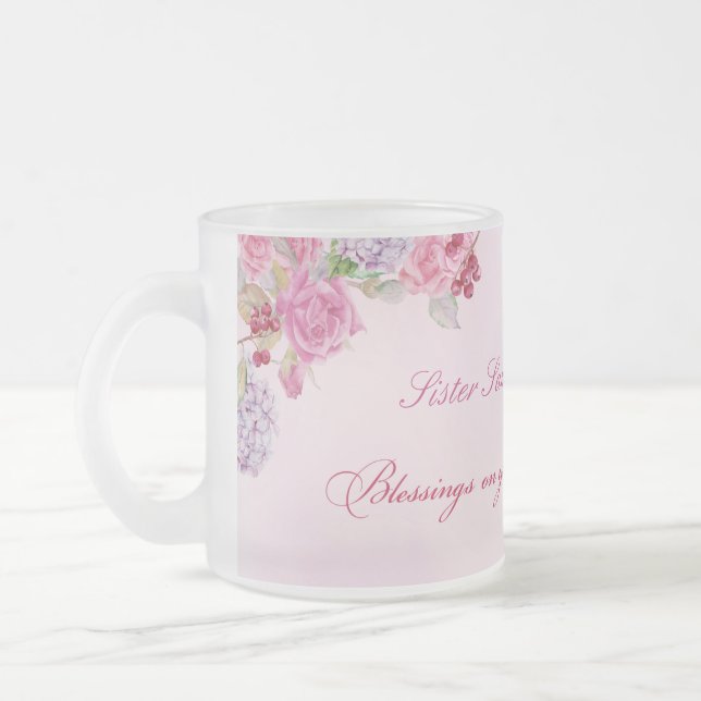 Taza De Cristal Esmerilado 60° Aniversario de la monja religiosa católica (Izquierda)