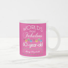 Taza De Cristal Esmerilado 60° cumpleaños Las joyas más coloridas rosadas