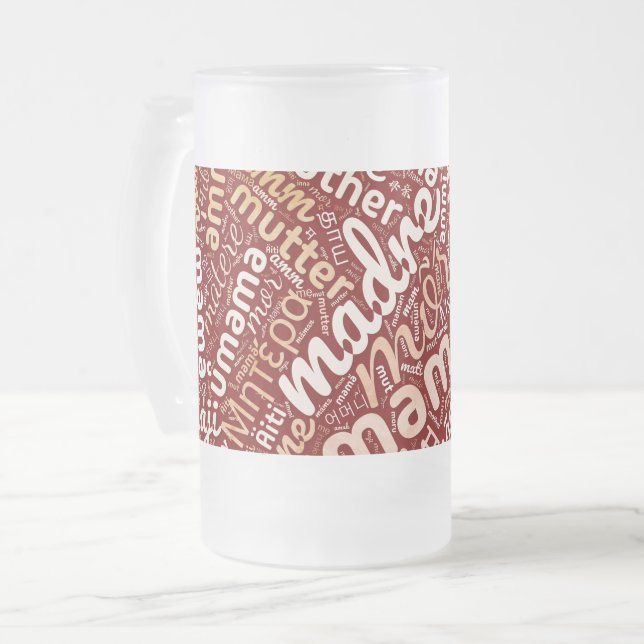 Taza De Cristal Esmerilado 60 palabras para "madre" en diferentes idiomas (Anverso izquierdo)