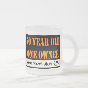 Taza De Cristal Esmerilado 70 años, un dueño - las piezas de las necesidade