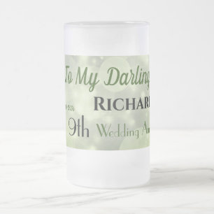 Taza De Cristal Esmerilado 9.º Boda Aniversario Esposo