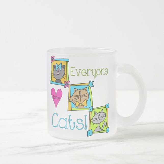 Taza De Cristal Esmerilado A todos les gustan los gatos (Derecha)