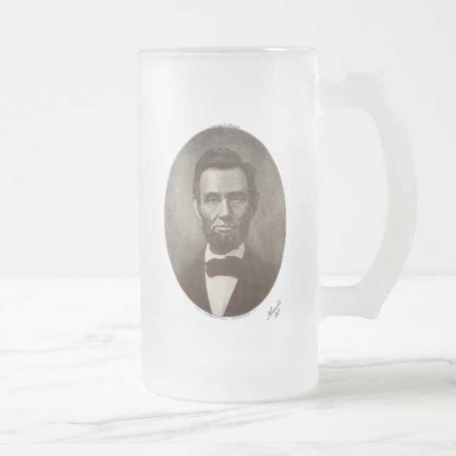 Taza De Cristal Esmerilado Abe Lincoln, presidente norteamericano, retrato vi (Derecha)