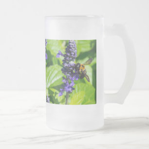 Taza De Cristal Esmerilado Abeja De Cerveza De Vidrio Escarcha En Salvia
