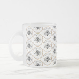 Taza De Cristal Esmerilado Abeja Melífera