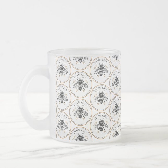 Taza De Cristal Esmerilado Abeja Melífera (Izquierda)
