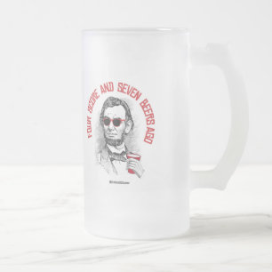 Taza De Cristal Esmerilado Abraham Lincoln - cuatro cuentas y hace siete