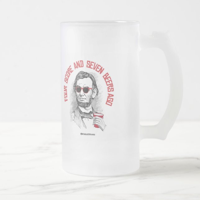 Taza De Cristal Esmerilado Abraham Lincoln - cuatro cuentas y hace siete (Derecha)