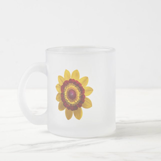Taza De Cristal Esmerilado Abrazo de girasol Mug de vidrio escarchado - 10 oz (Izquierda)