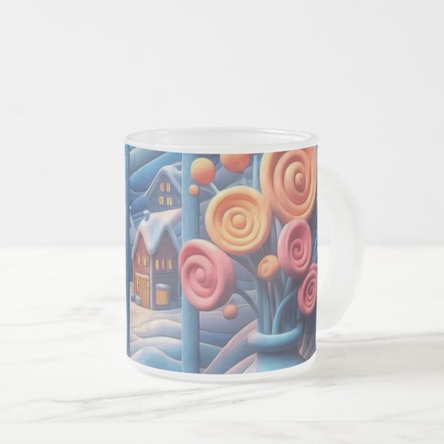 Taza De Cristal Esmerilado Abrazo de invierno (Anverso derecho)