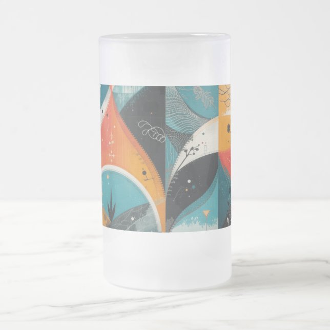 Taza De Cristal Esmerilado Abstracción gráfica Mug de vidrio escarpado (Centro)