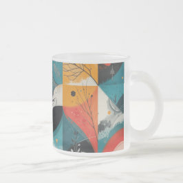 Taza De Cristal Esmerilado Abstracción gráfica Mug de vidrio escarpado