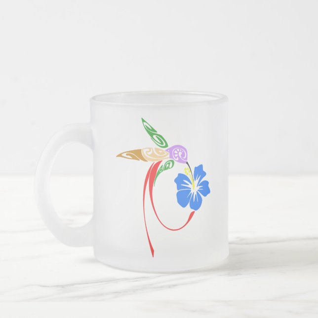 Taza De Cristal Esmerilado Abstract Hummingbird Frosted Mug (Izquierda)