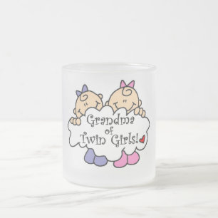 Taza De Cristal Esmerilado Abuela de Chicas gemelos camisetas y regalos