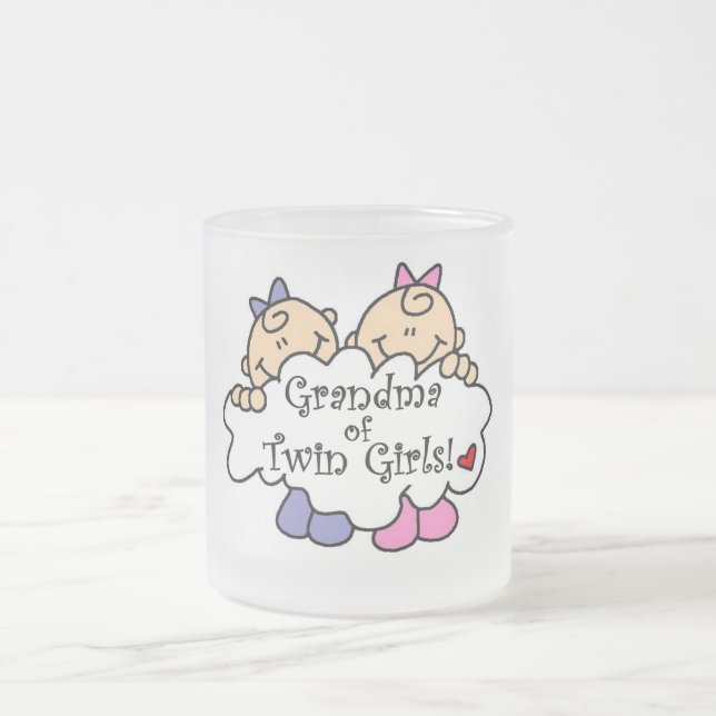 Taza De Cristal Esmerilado Abuela de Chicas gemelos camisetas y regalos (Centro)