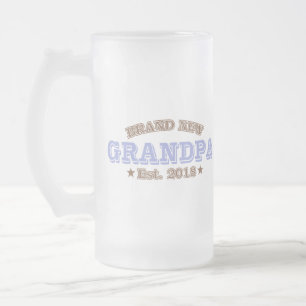 Taza De Cristal Esmerilado Abuelo a estrenar Est. 2018 (púrpura)