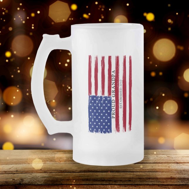 Taza De Cristal Esmerilado Abuelo orgulloso de la bandera estadounidense (Subido por el creador)