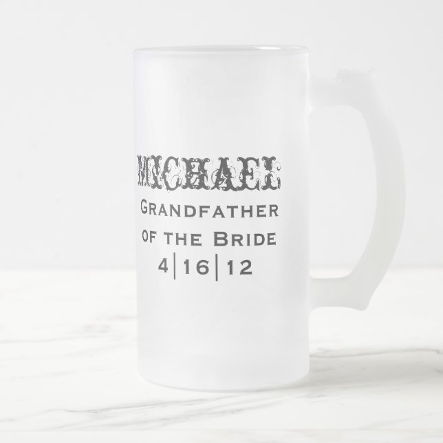 Taza De Cristal Esmerilado Abuelo personalizado de la novia Mug (Derecha)