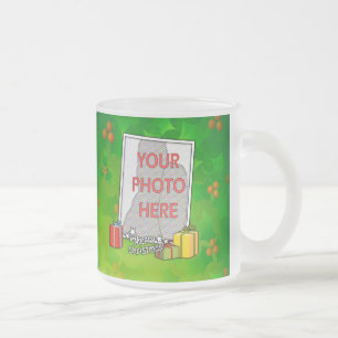 Taza De Cristal Esmerilado Acebo y foto adaptables del navidad de las cajas