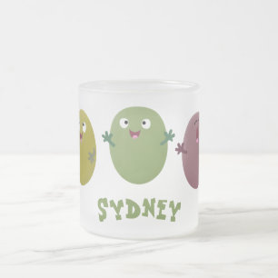 Taza De Cristal Esmerilado Aceitunas alegres y lindas cantando personalizado